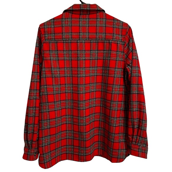 Pendleton Red Tartan Plaid Virgin Wool Button Down Shirt Washable Size Medium - Picture 3 of 10
